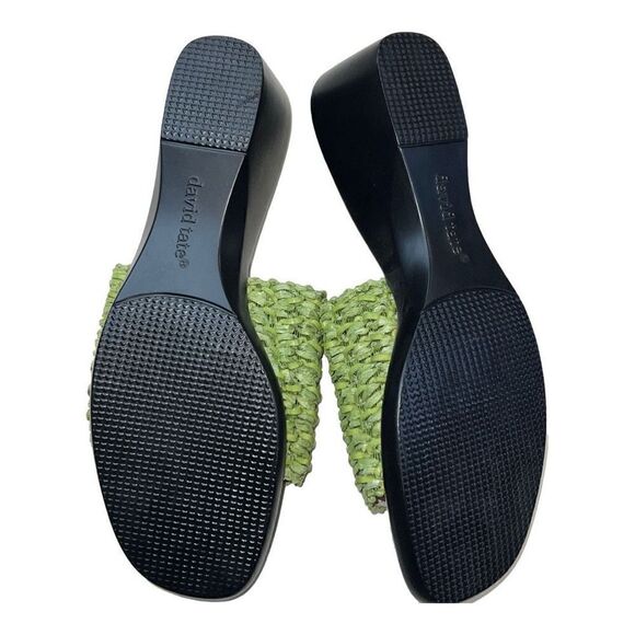 David Tate Womens Slip On Woven Strap Square Toe Wedge Heel Sandals Green Size 7 - Picture 6 of 8
